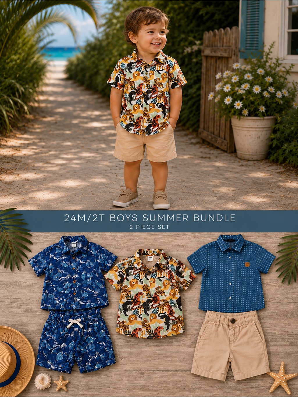 Boys 24m Summer Bundle | Mick & Mack Tropical Set + H&M + American Hawk